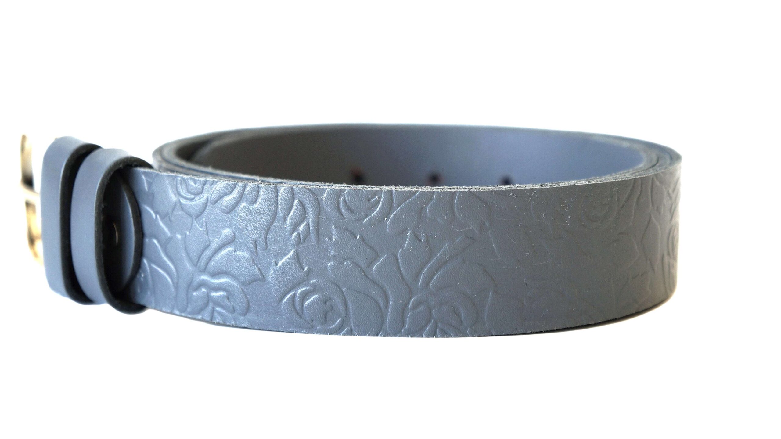 Pilkas moteriškas odinis diržas 3,5 cm Vilnius Fashion Belts