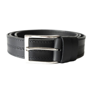 Juodas vyriškas odinis diržas su raštu 3,5 cm Vilnius Fashion Belts