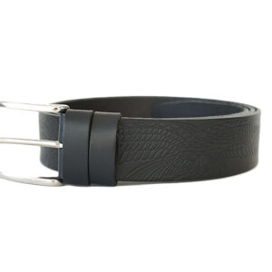 Juodas odinis vyriškas diržas prie džinsų 4 cm Vilnius Fashion Belts