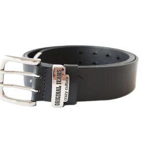 Juodas odinis vyriškas diržas prie džinsų 4 cm Vilnius Fashion Belts