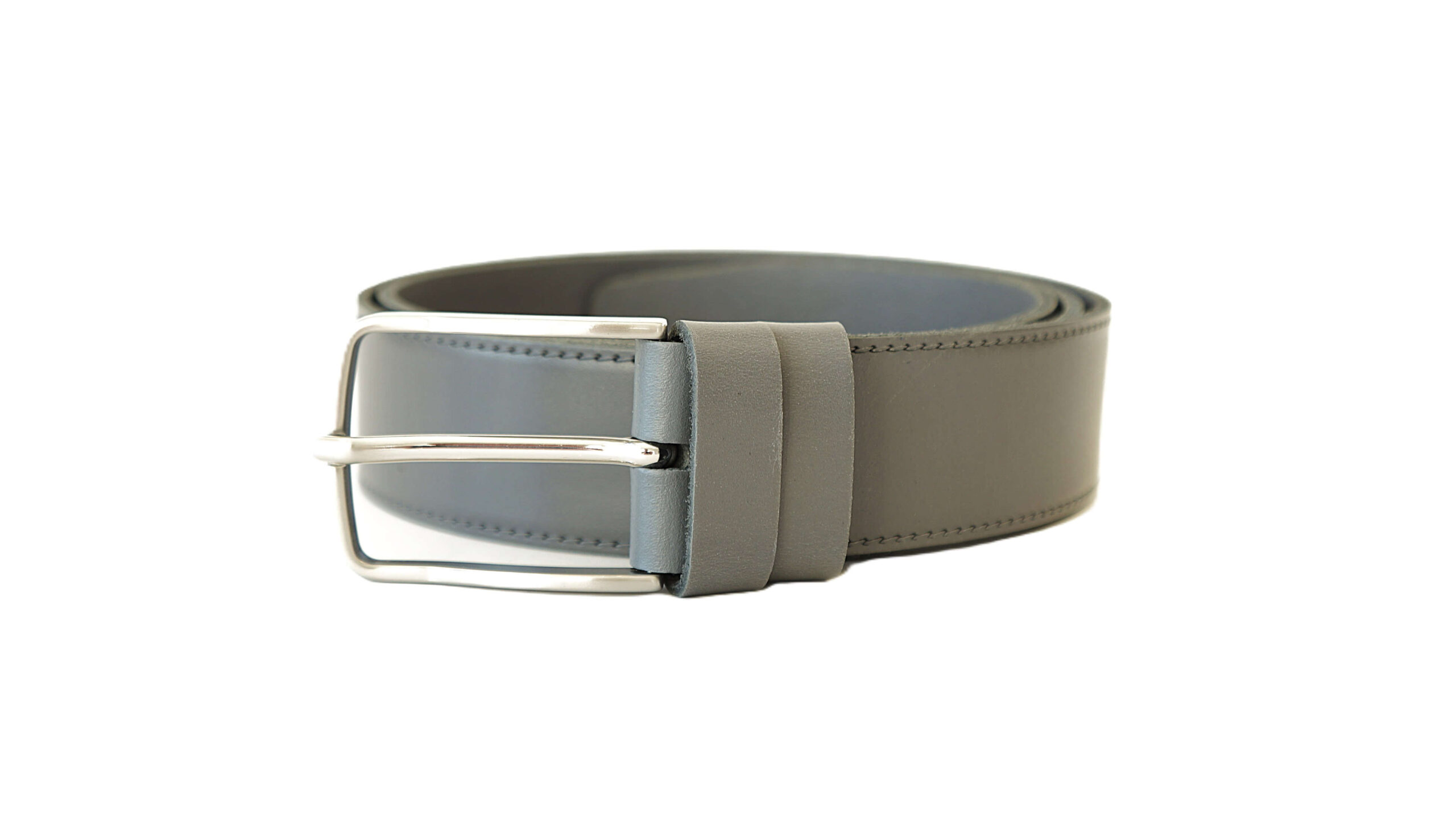 Pilkas odinis vyriškas diržas 4 cm Vilnius Fashion Belts