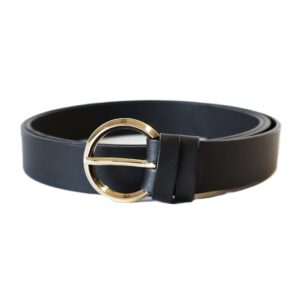 Juodas moteriškas odinis diržas 3 cm su auksine sagtimi Vilnius Fashion Belts