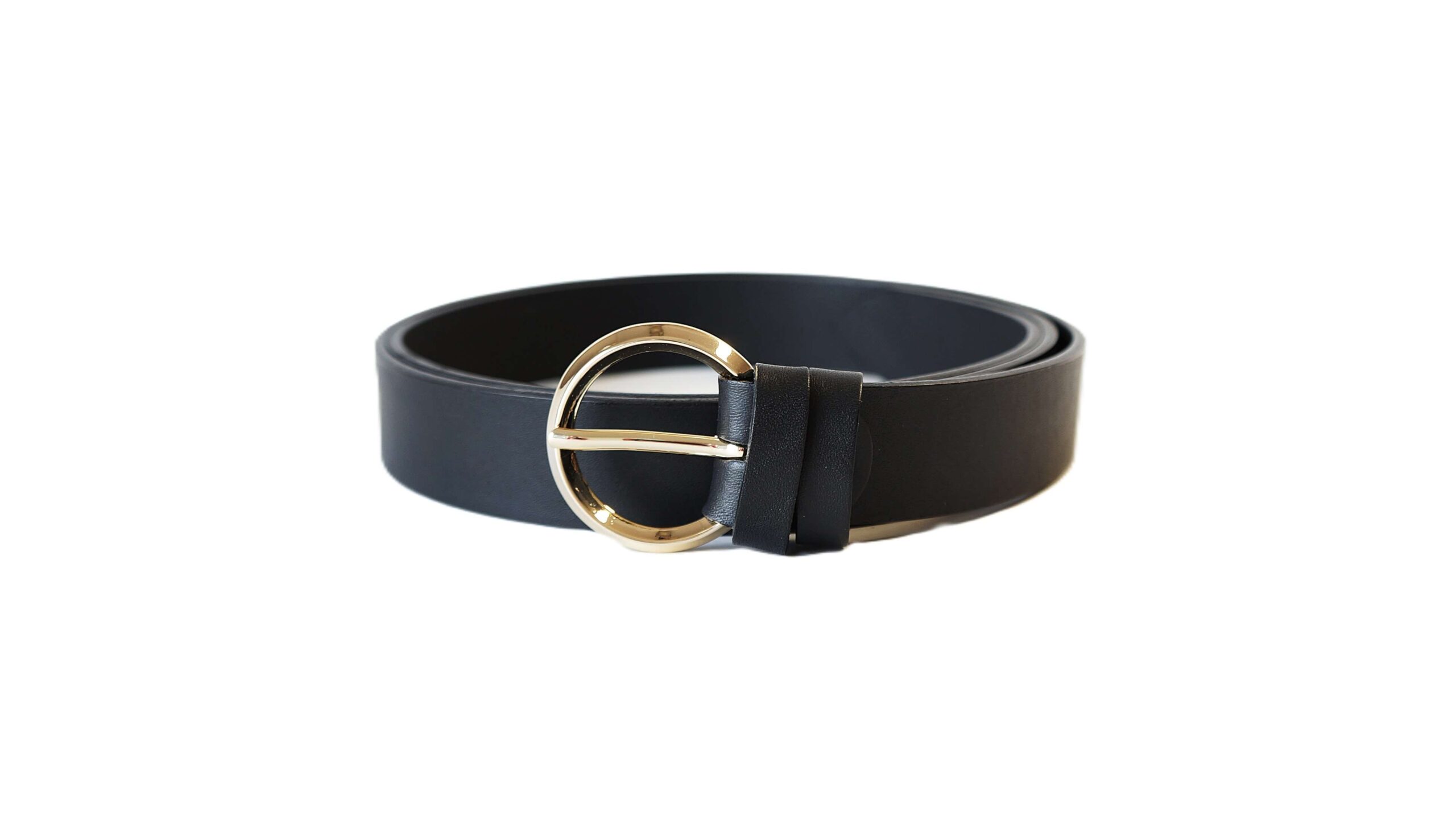 Juodas moteriškas odinis diržas 3 cm su auksine sagtimi Vilnius Fashion Belts