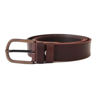 Rudas lietuviškas odinis diržas vyrams 3,5 cm prasiūtas Vilnius Fashion Belts