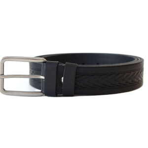 Juodas odinis vyriškas diržas 3,5 cm su raštu